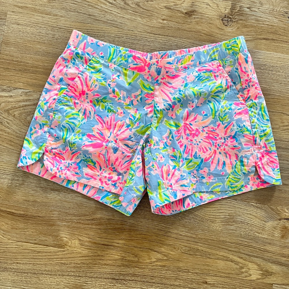 Lilly Pulitzer XS Ocean View Shorts Blue Peri Sunrise Bay